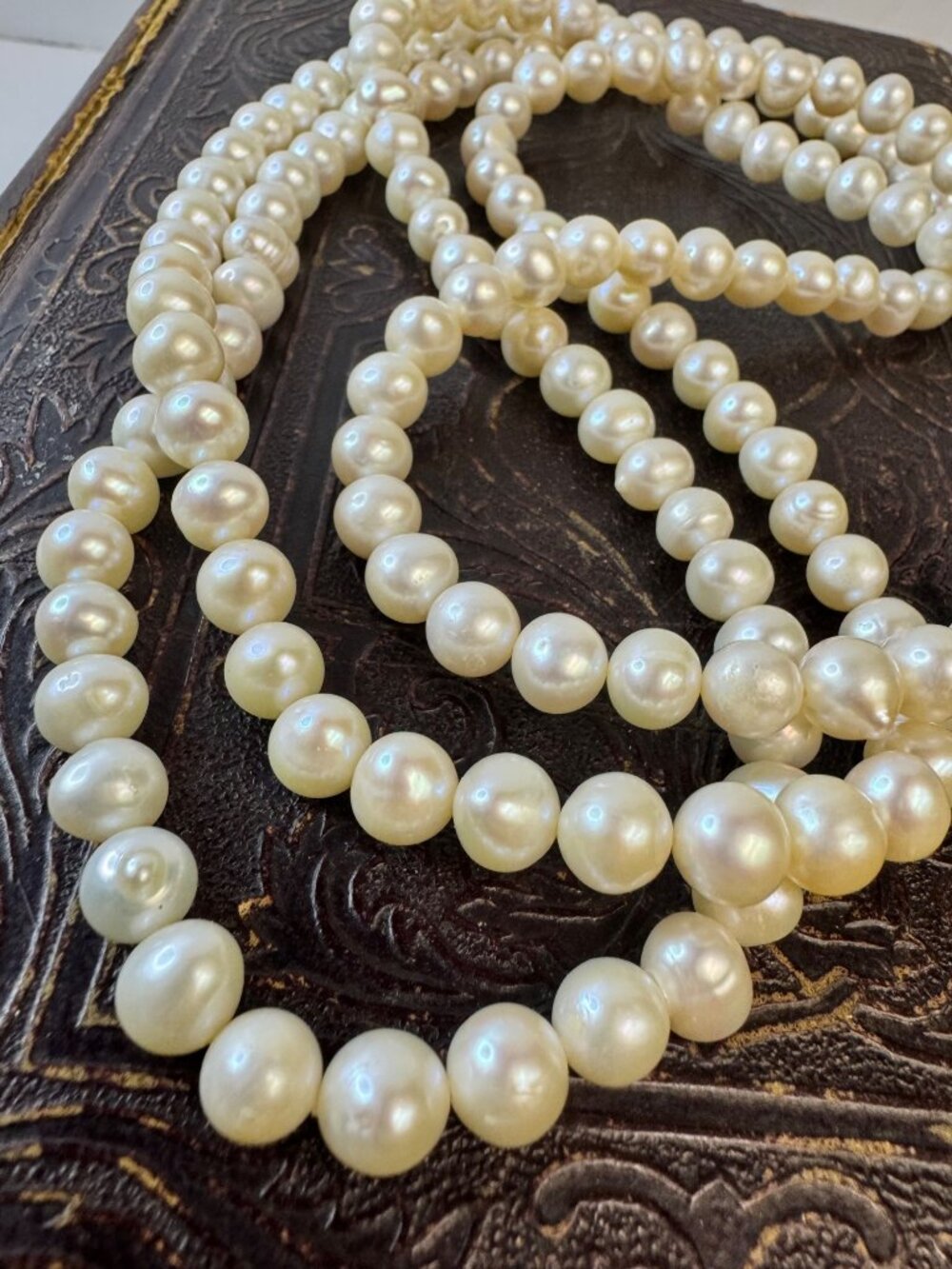 Vintage 1950s Akoya Pearl Opera Necklace 8mm 52” 182 Pearl Strand - Picture 6 of 7